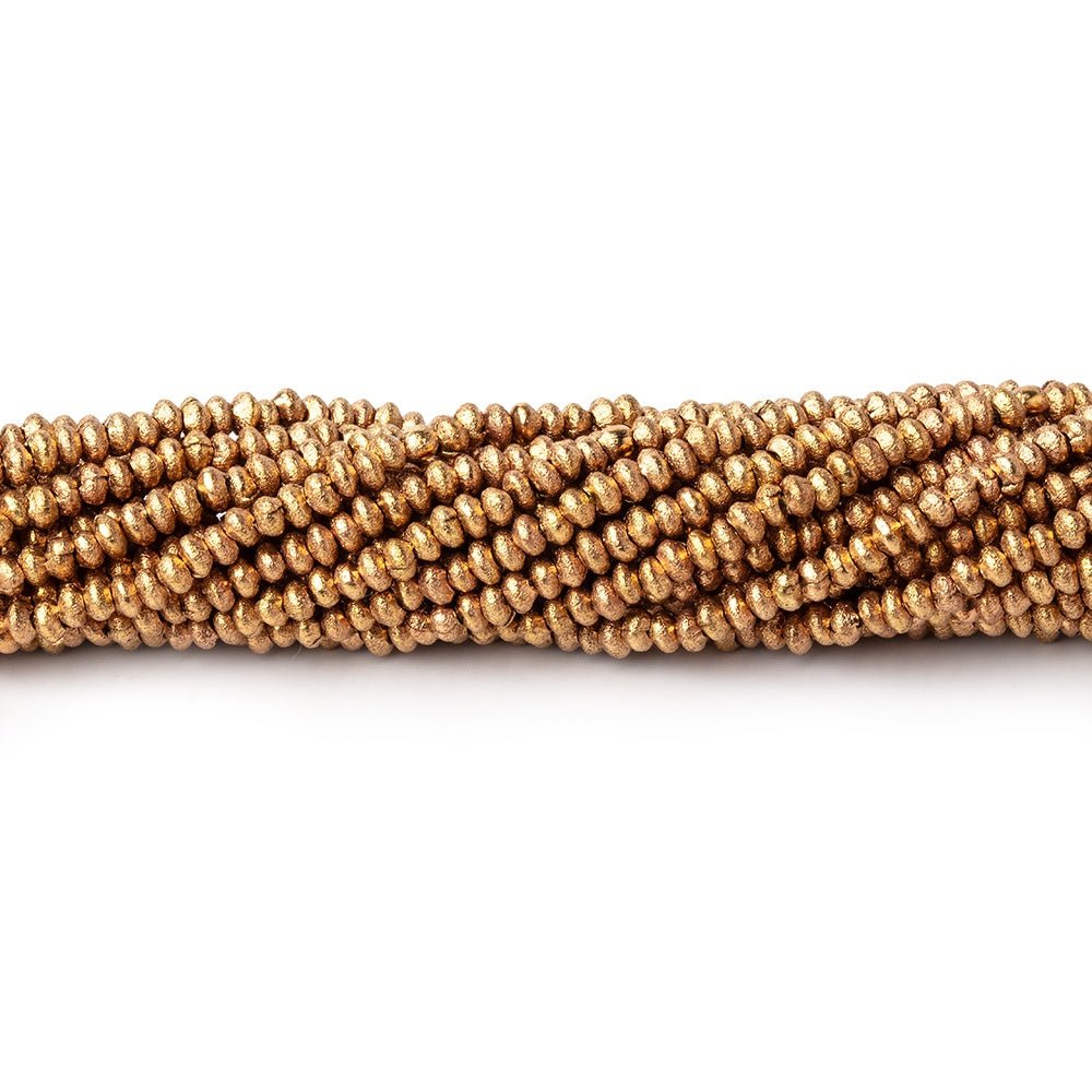 2.5mm Brass Brushed Disc Rondelle Beads 8 inch 126 pieces