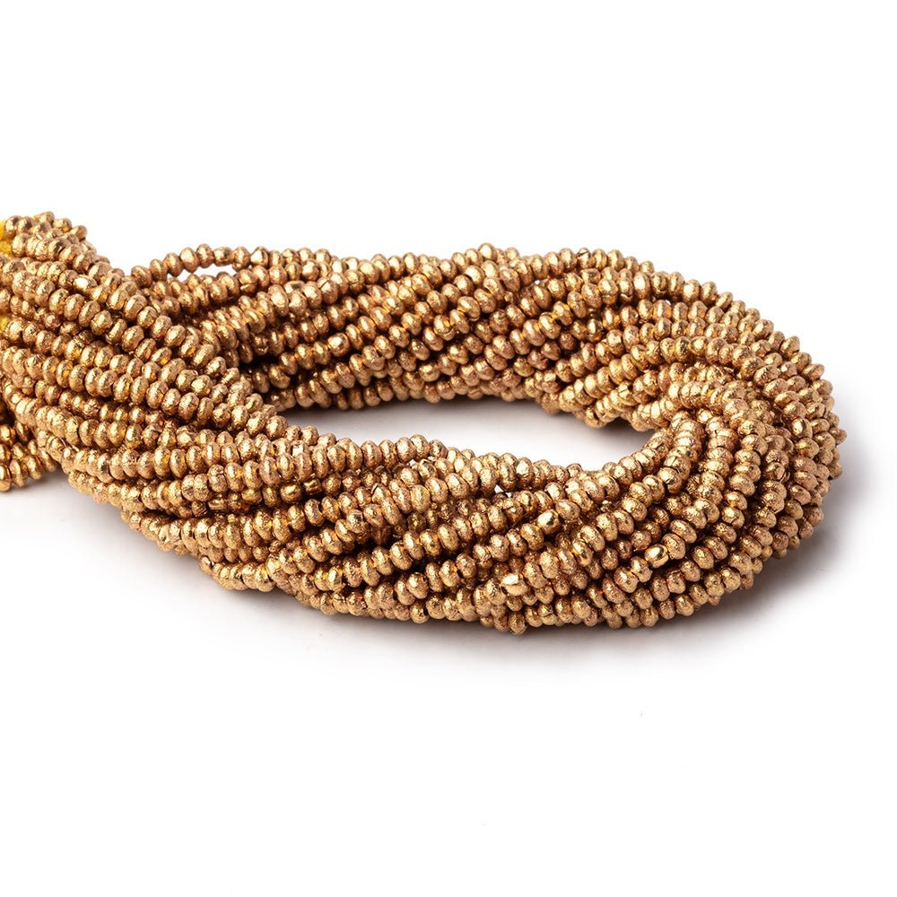 2.5mm Brass Brushed Disc Rondelle Beads 8 inch 126 pieces