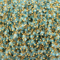 2.5mm Pool Blue Apatite Faceted Rondelles on Gold Plated Dangling Chain