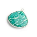 25mm Sterling Silver Bezeled Russian Amazonite Faceted Heart Focal Bead 1 piece