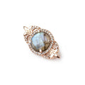 25x13mm Rose Gold Bezel CZ & Labradorite Fleur de lis Coin East West Connector 1 focal bead