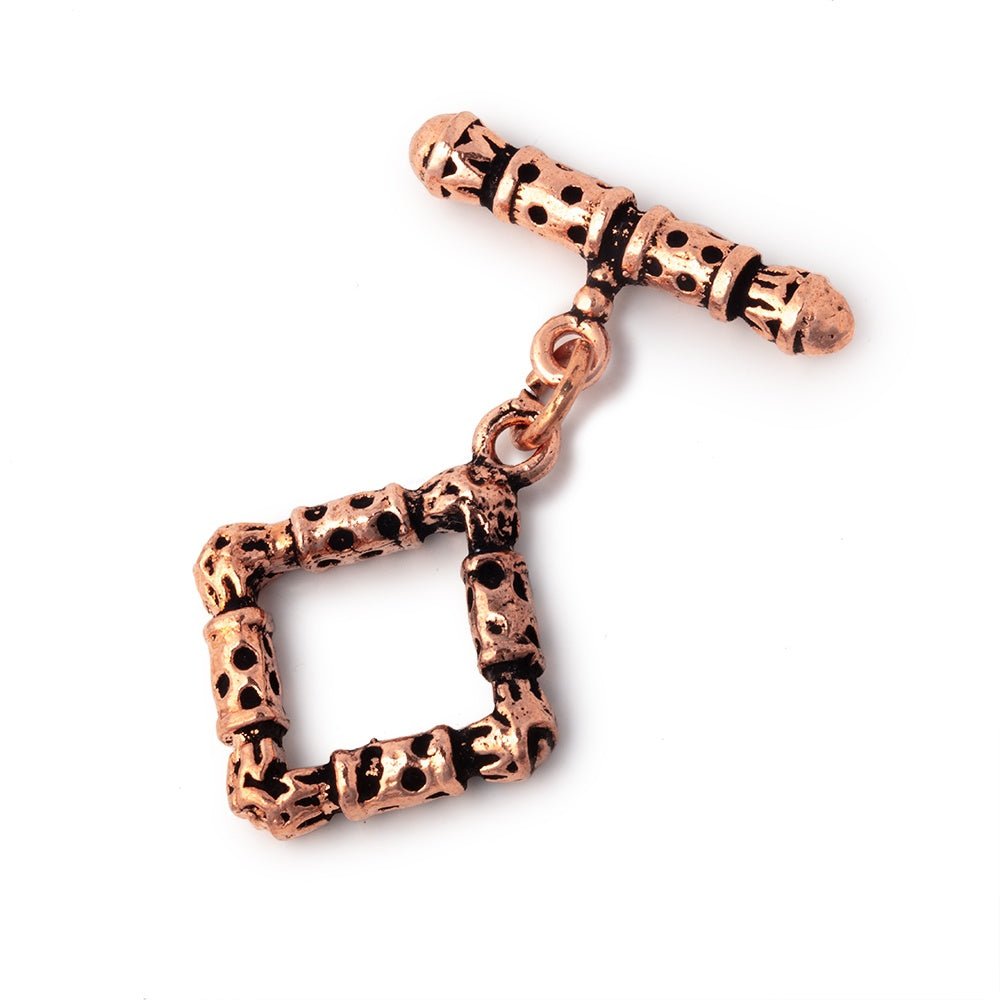 26mm Antiqued Copper Square Toggle 1 Clasp