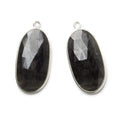 26x14mm Silver .925 Bezel Blue Sapphire faceted oval Pendant Set of 2 pieces