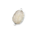 26x18x4mm Silver Leaf Off White Agate Drusy Free Shape Connector 1 piece