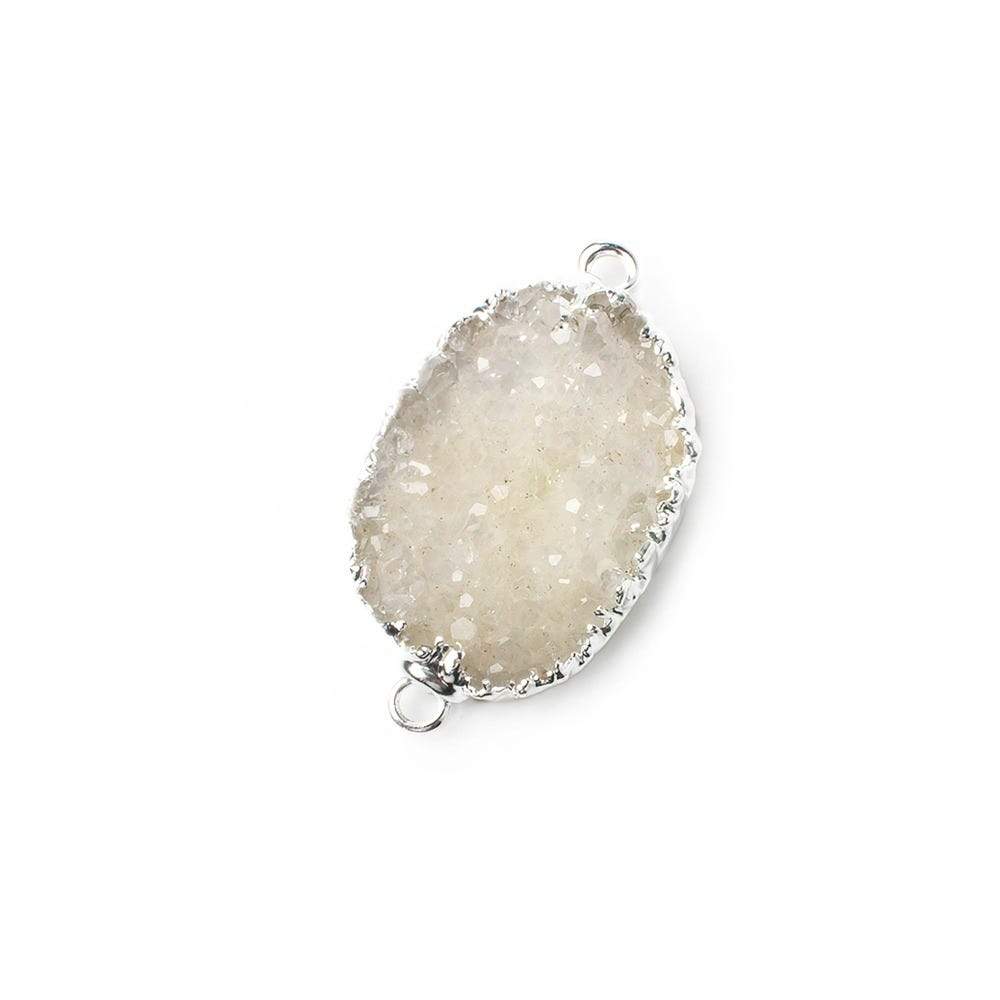26x18x4mm Silver Leaf Off White Agate Drusy Free Shape Connector 1 piece