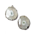 26x22mm to 27x23mm Black Gold Leaf Edged Solar Quartz Stalactite Pendant Set of 2