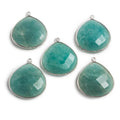 26x26mm Silver Bezeled Amazonite Heart Focal Bead Pendant 1 pc