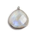 26x26mm Silver Bezeled Rainbow Moonstone Heart Focal Pendant 1 pc