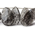 27-30mm Black Tourmalinated Quartz Faceted Pear Beads 5 inch 8 pieces