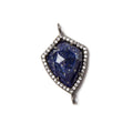 27x15mm Black Gold Bezeled CZ & Lapis Lazuli shield Connector 1 pc