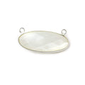 28x11.5mm Silver .925 Bezel White Moonstone Oval East West Connector 1 piece