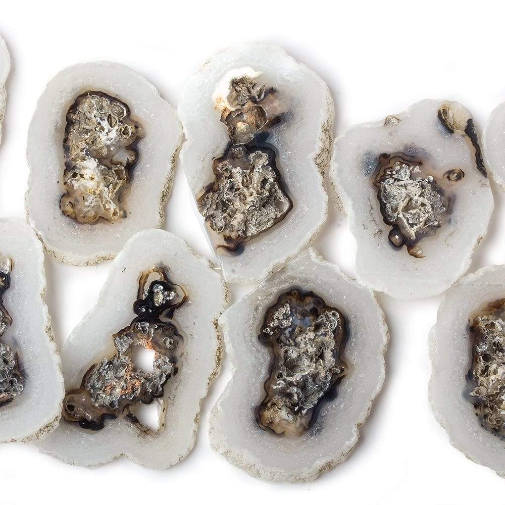 Solar Quartz top drilled Natural Crystal Slices with Drusy Edge 8 inch 14 pieces
