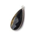 29x13mm Silver .925 Bezel Gold & Black Tiger's Eye faceted Pear Pendant 1 piece