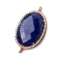 29x20mm Rose Gold CZ Bezel Lapis Lazuli Oval Connector 1 piece