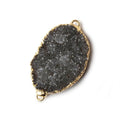 29x21x6mm Gold Leafed Smoky Grey Agate Drusy Connector Focal 1 Bead
