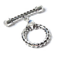 29x23mm Rainbow Moonstone Cabochon Filigree Antiqued Silver Toggle 1 pc