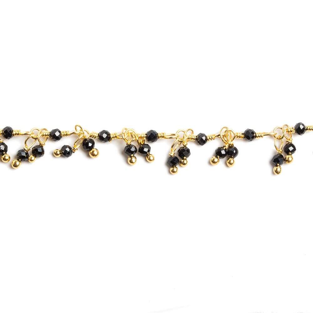2mm Black Spinel micro faceted round Gold Dangling Chain by the foot 110 pcs