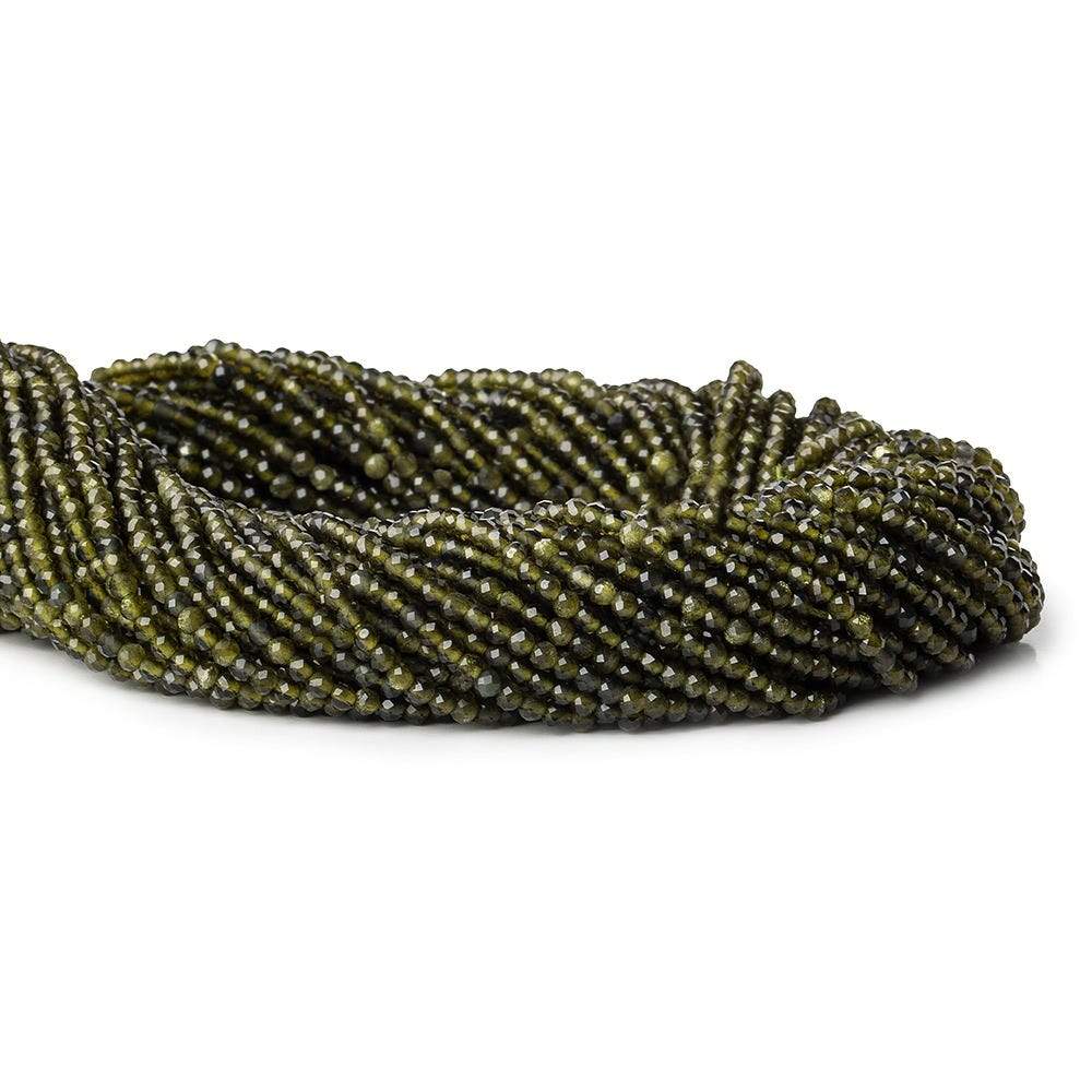 2mm Cat's Eye Green Quartz microfaceted round beads 13 inch 175 pieces A