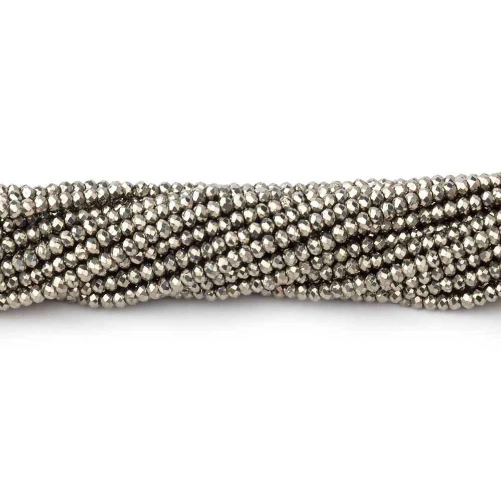 2mm Golden Pyrite Micro Faceted Rondelle Beads 12.5 inches 227 pieces AAA