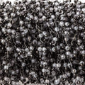 2mm Grey Chalcedony micro round Black Gold plated Dangling Chain by the foot