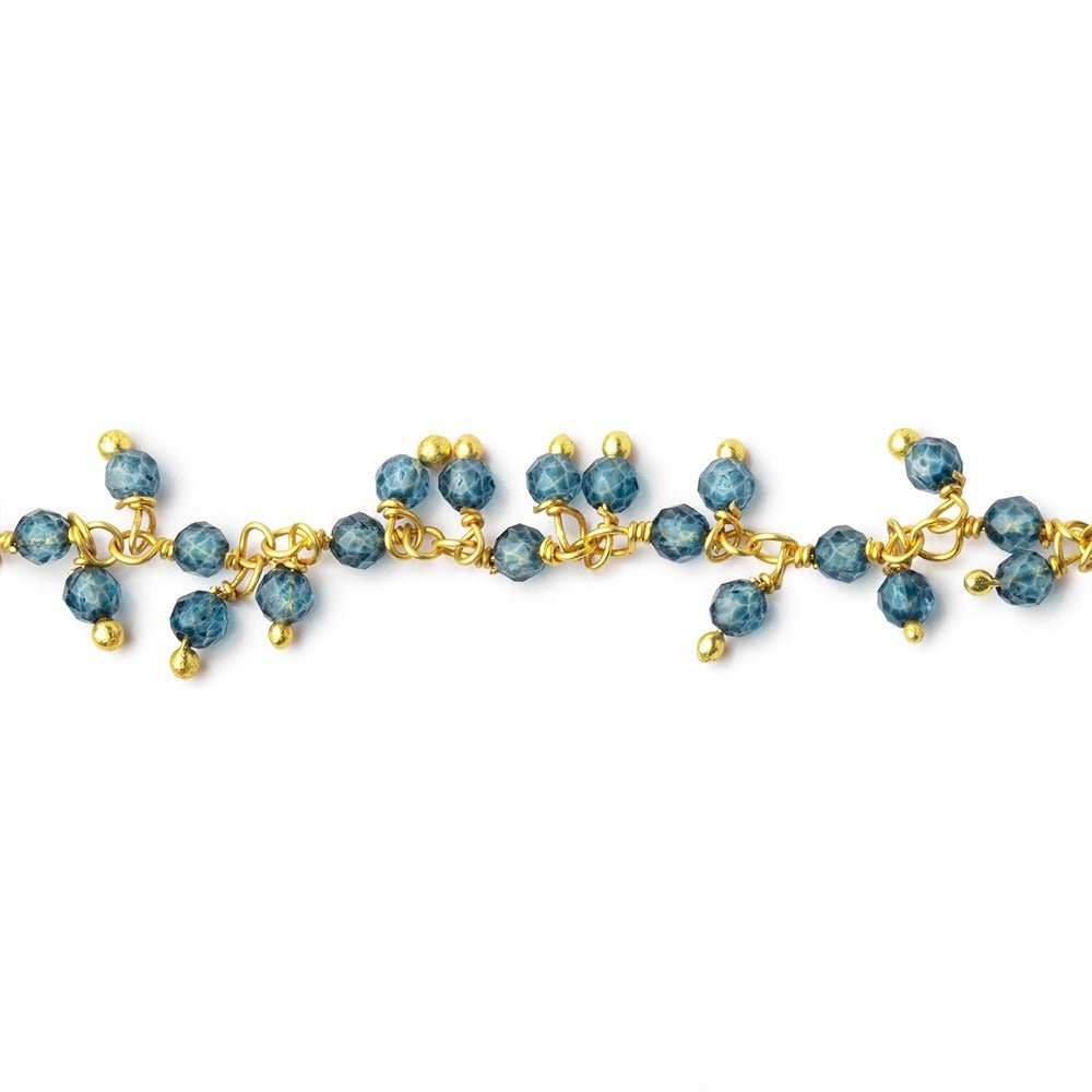 2mm London Blue Quartz Gold plated Dangling Chain