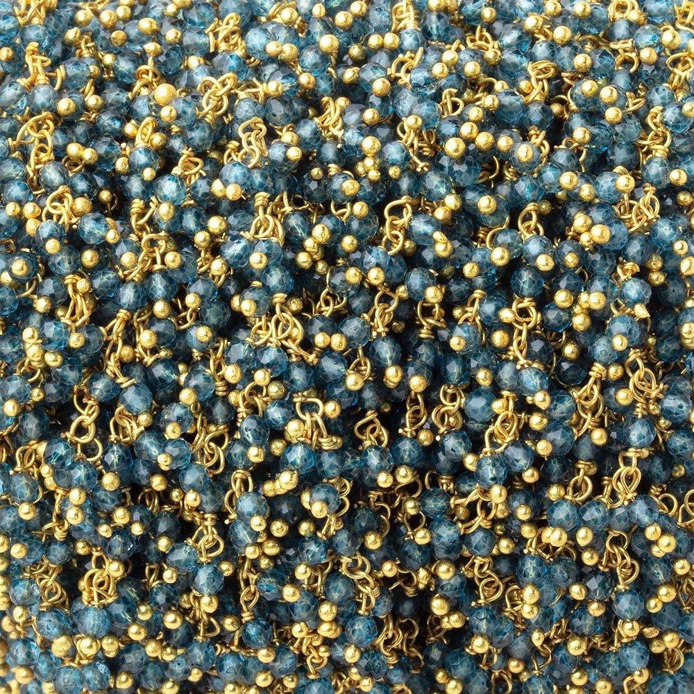 2mm London Blue Quartz Gold plated Dangling Chain