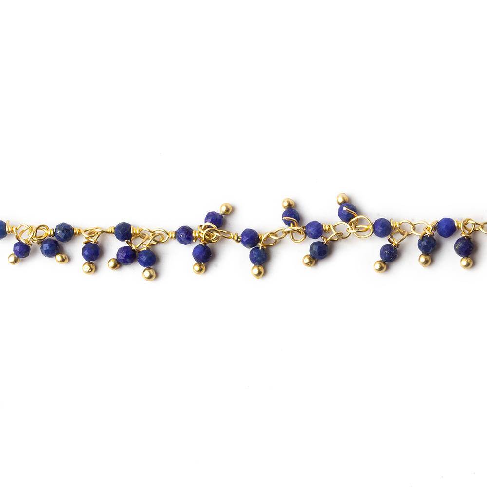 2mm Matte Lapis micro faceted round Gold Dangling Chain by the foot 110 pcs
