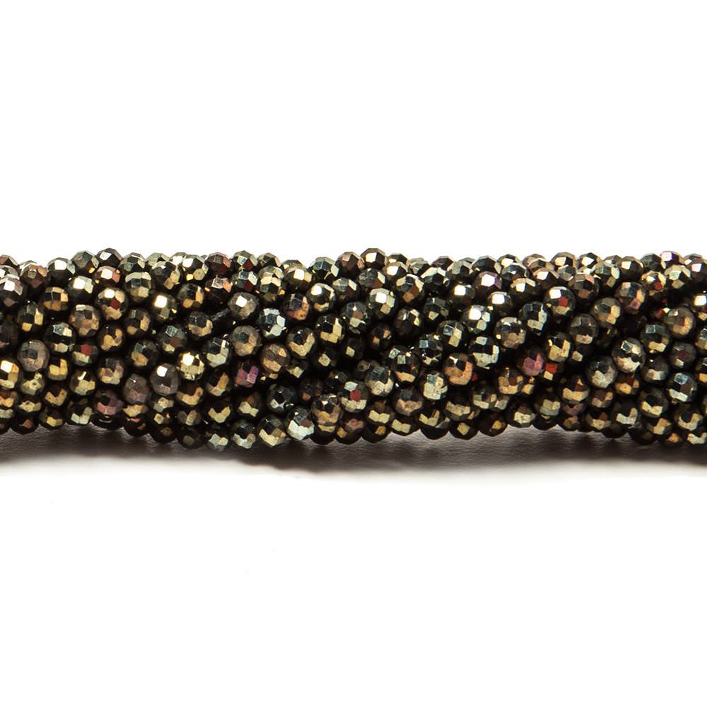 2mm Metallic Bronze Black Spinel Micro Faceted Rondelle Beads 13 inch 183 pcs