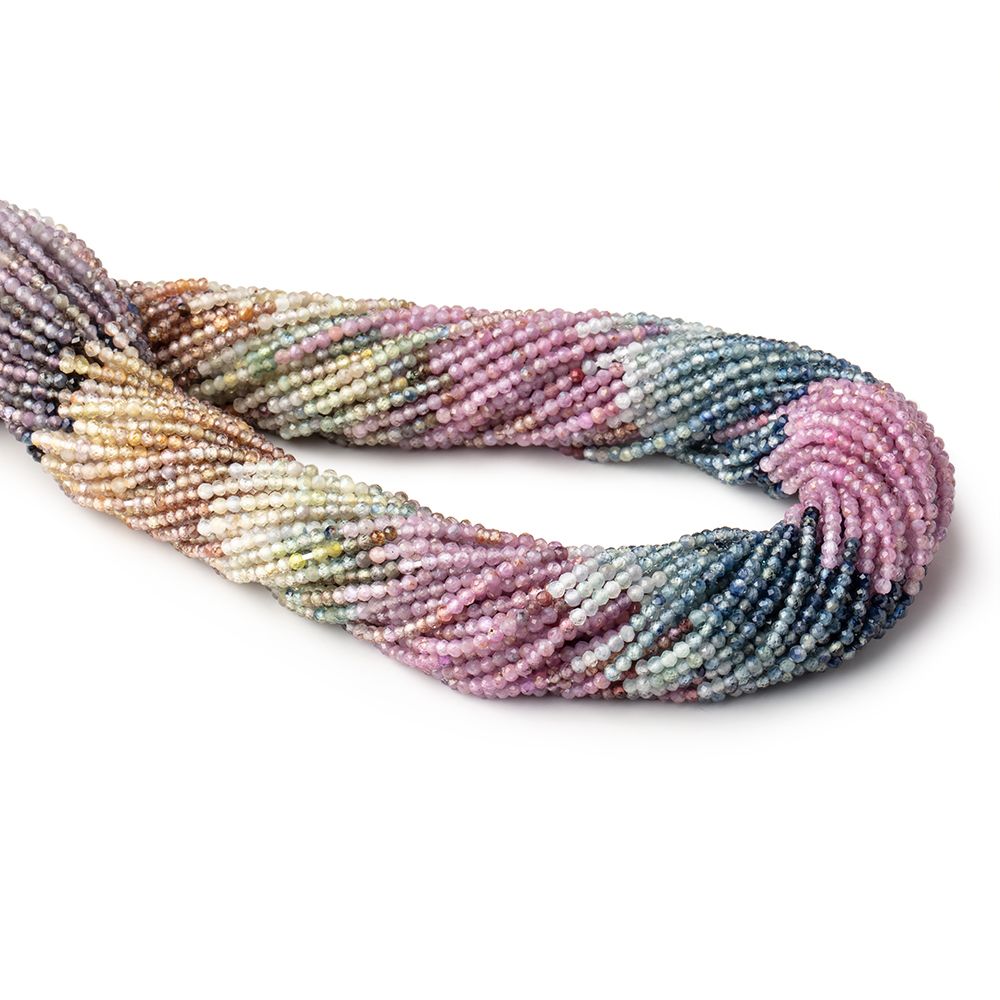 2mm Multi Color Sapphire Micro Faceted Rondelle Beads 12.5 inch 196 pieces AA