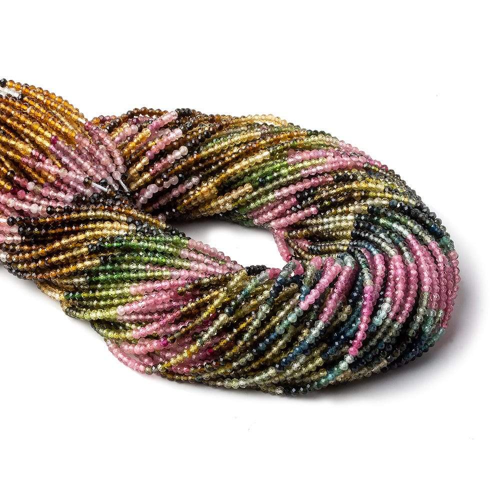 2mm Multi Color Tourmaline faceted round beads 13 inch 180 pieces
