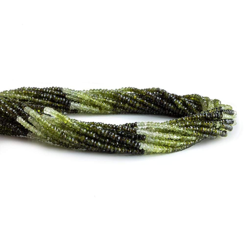 2mm Multi Green Tourmaline Faceted Rondelle Beads