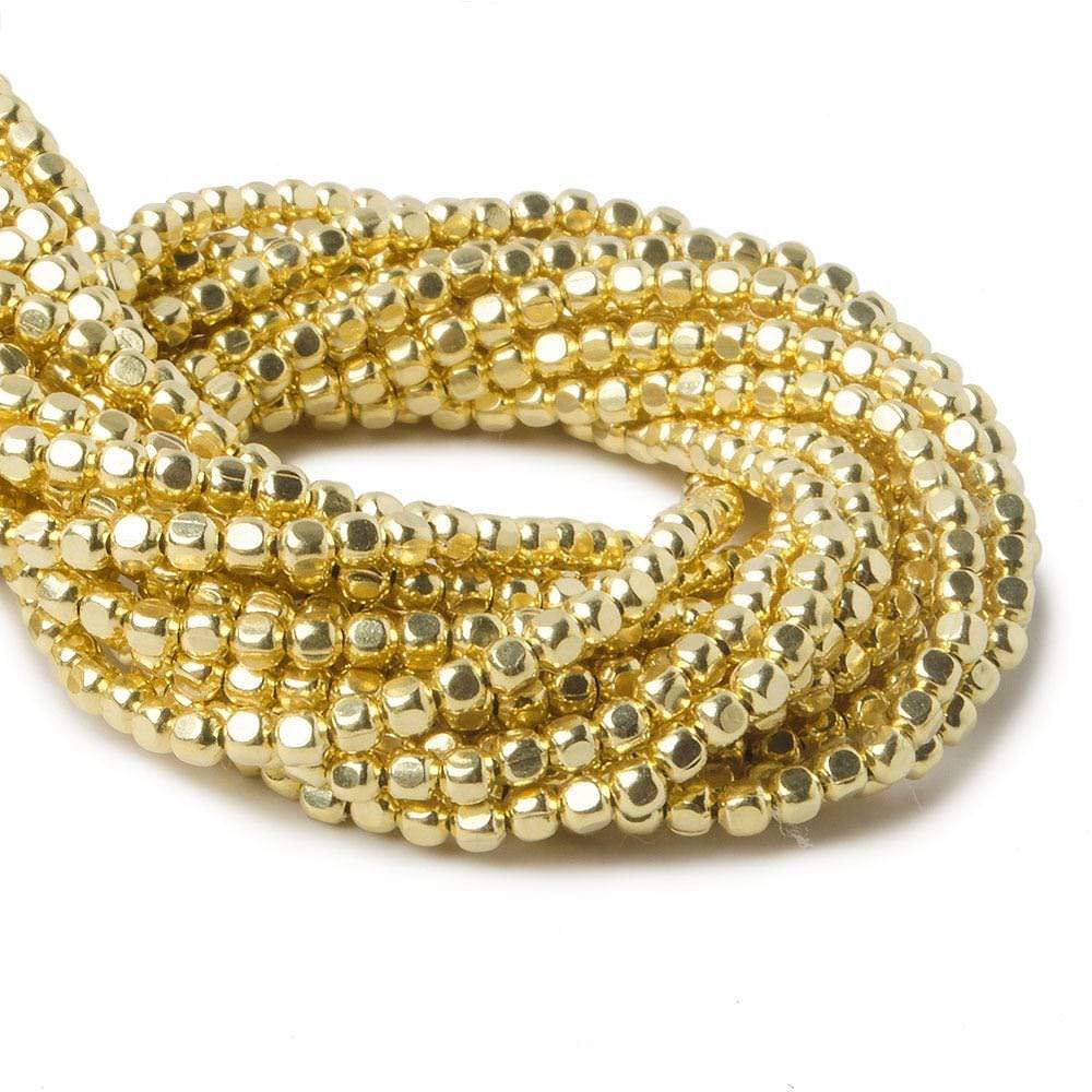 2mm Vermeil Cube Beads 92 beads 8 inch