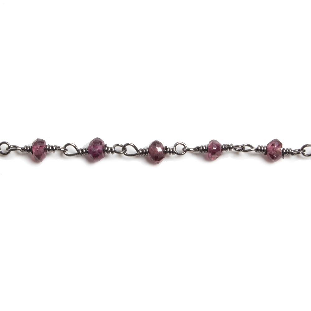 3-3.5mm Garnet faceted rondelle Black Gold Chain by the foot 36 pieces