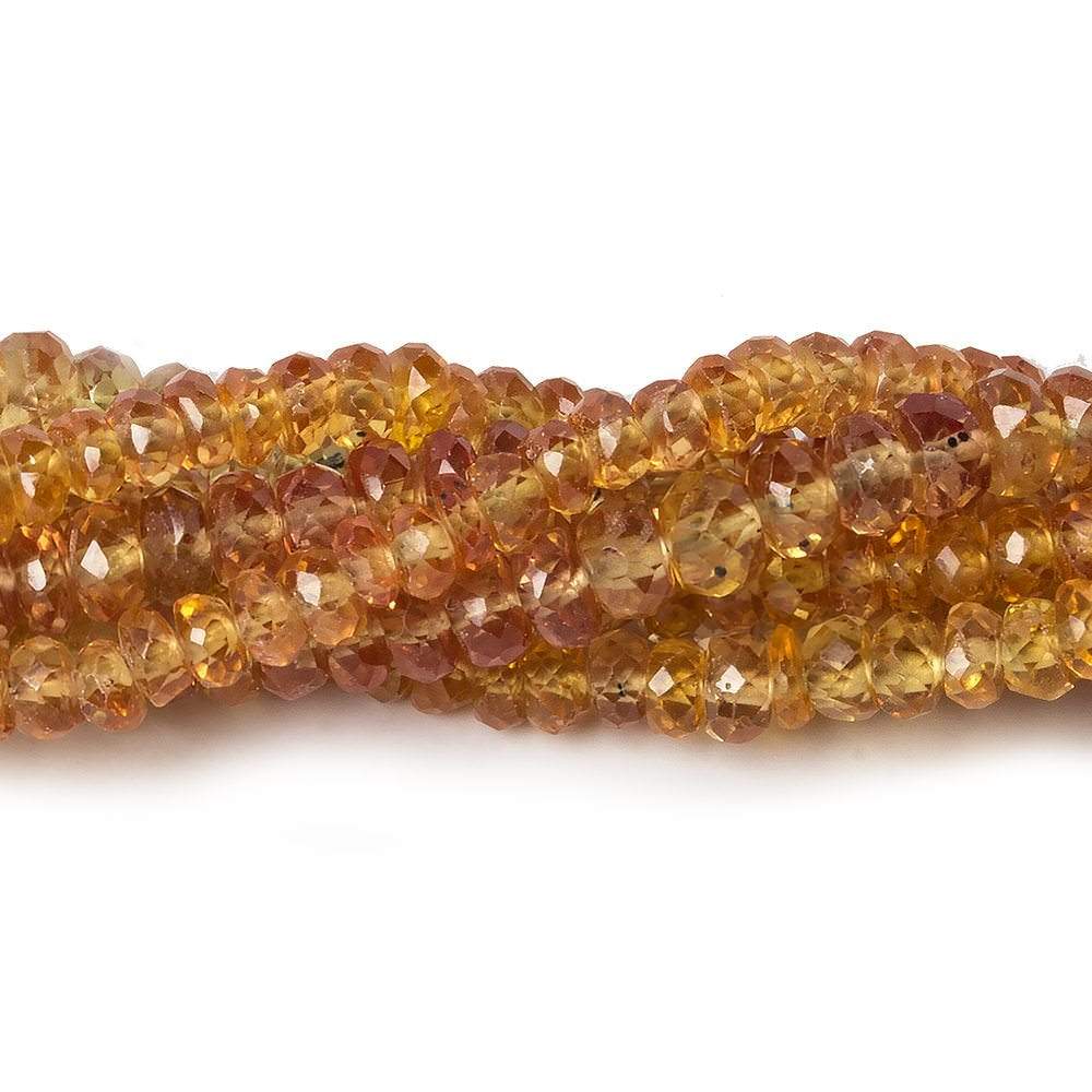 3-3.5mm Mandarin Orange Songea Sapphire Faceted Rondelle 16 inch 222 pcs