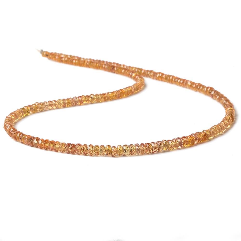 3-3.5mm Mandarin Orange Songea Sapphire Faceted Rondelle 16 inch 222 pcs