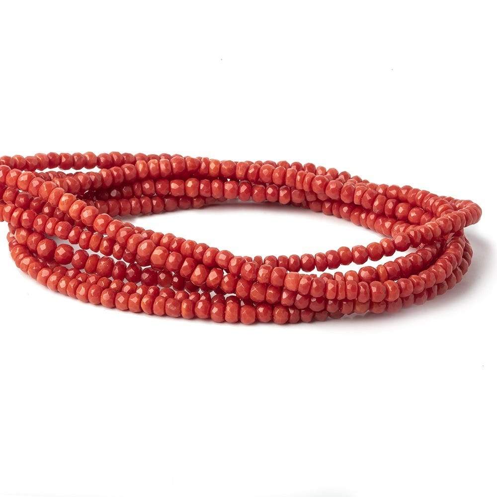 2.5-4.5mm Genuine Mediterranean Red Coral faceted rondelles   A grade