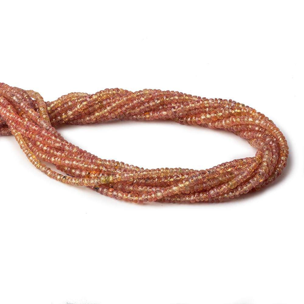 3-3.5mm Red Orange Sapphire Faceted Rondelles 16 inch 192 beads