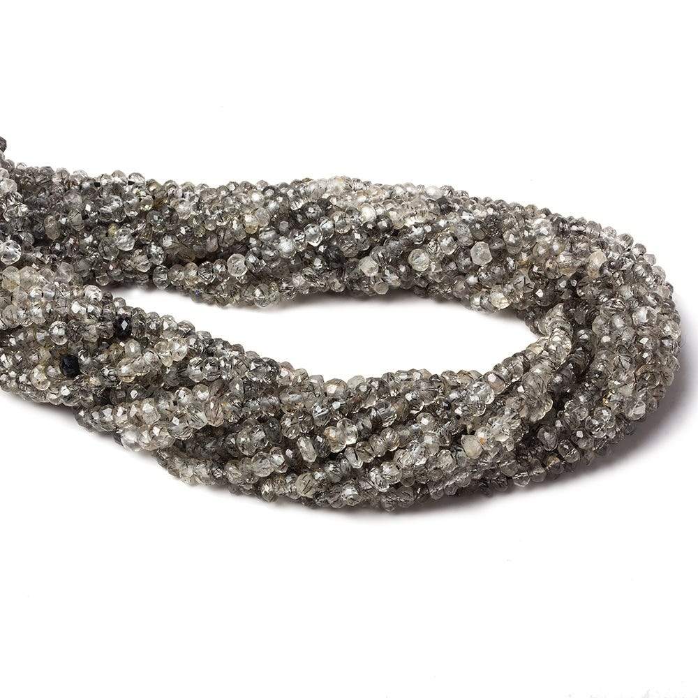 3-3.5mm Tourmalinated Quartz Beads Faceted Rondelle 14 inch 151 pcs