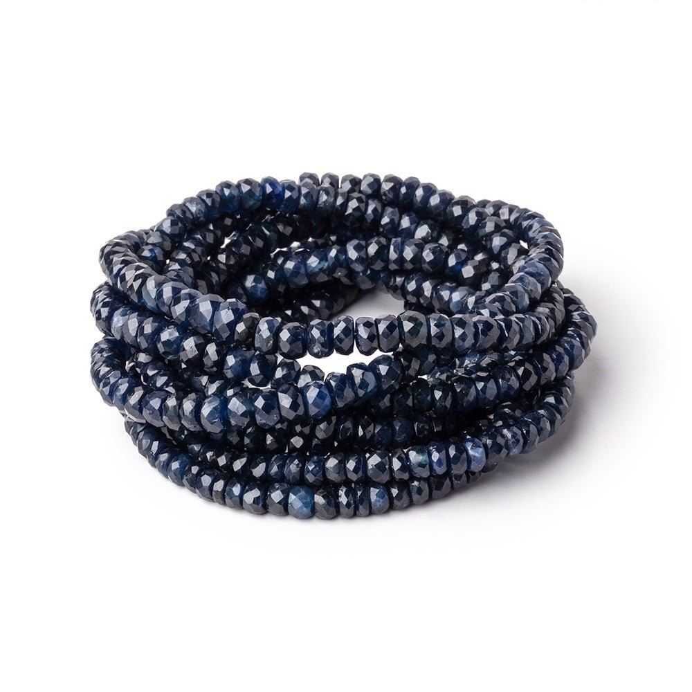 3-4.5mm Cambodian Blue Sapphire Faceted Rondelles 16 inch 180 Beads