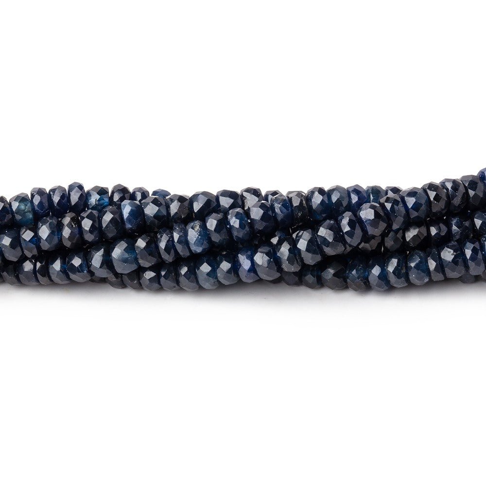 3-4.5mm Cambodian Blue Sapphire Faceted Rondelles 16 inch 180 Beads
