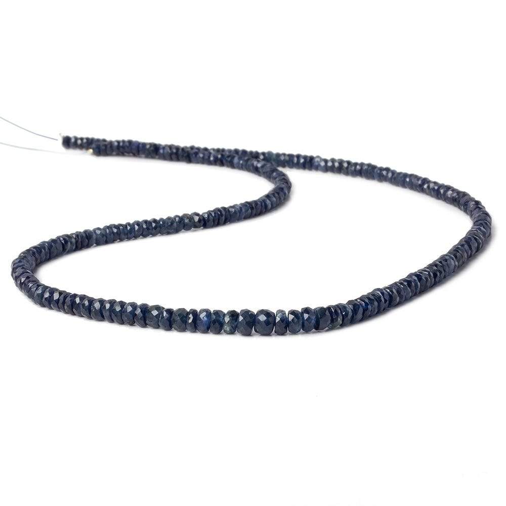 3-4.5mm Dark Blue Sapphire faceted rondelles 16 inches 215 beads AA