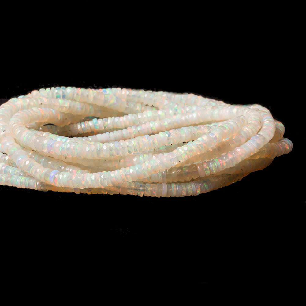 3-4.5mm Ethiopian Cream White Opal faceted heshi beads 16 inch 285 pieces