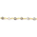 3-4mm Black Tourmalinated Quartz faceted round Vermeil Chain by the foot