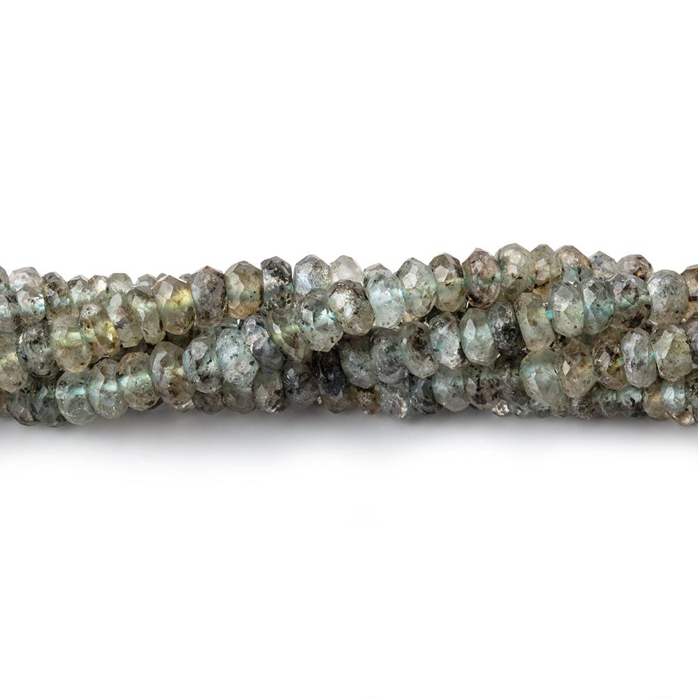 3-4mm Moss Aquamarine Faceted Rondelle Beads 13 inch 170 pieces