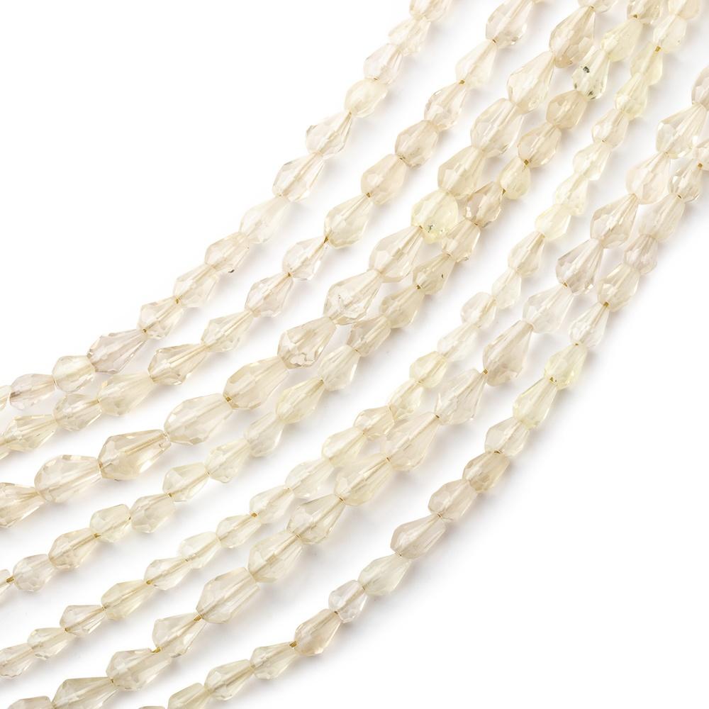 Lot of 7 strands- 3-5mm Lemon Quartz Straight Drilled Faceted Tear Drop Beads