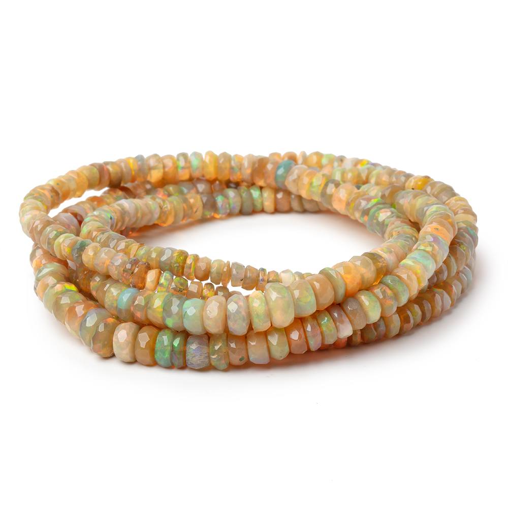 3-6mm Dark Golden Ethiopian Opal Faceted Rondelles 18 inch 206 Beads AAA