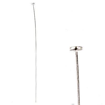 3" length Sterling Silver Disc Headpin, 26 Gauge Wire, 10 pieces per Bag