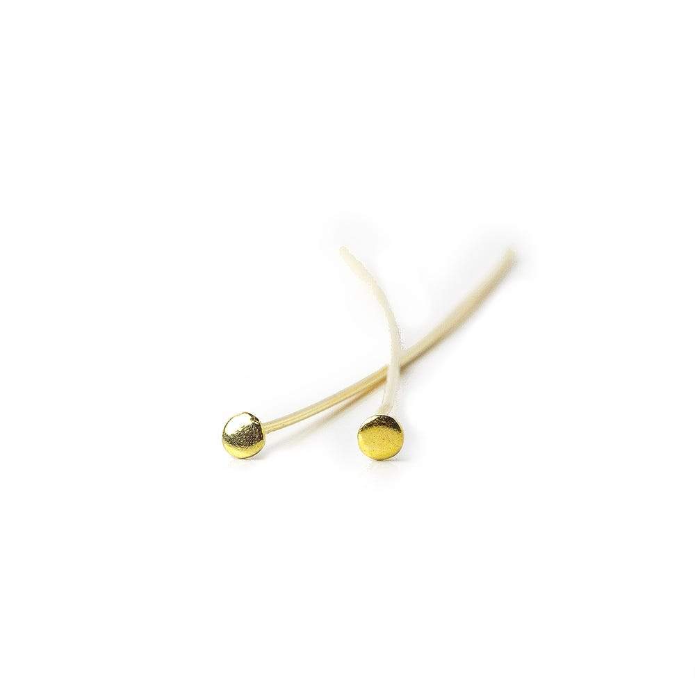 3" length Vermeil Disc Headpin, 22 Gauge Wire, 10 pieces per Bag