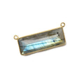 30x11mm Vermeil Bezeled Labradorite Rectangle East West Pendant 1 piece