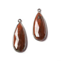 30x12mm Oxidized Silver Bezeled Red Jasper Pear Pendant Matching Set of 2